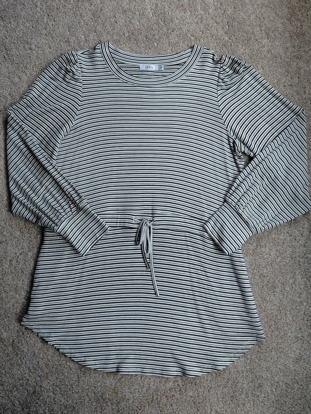 Ricki's Black & White Striped Tie-Front Long Sleeve Tunic